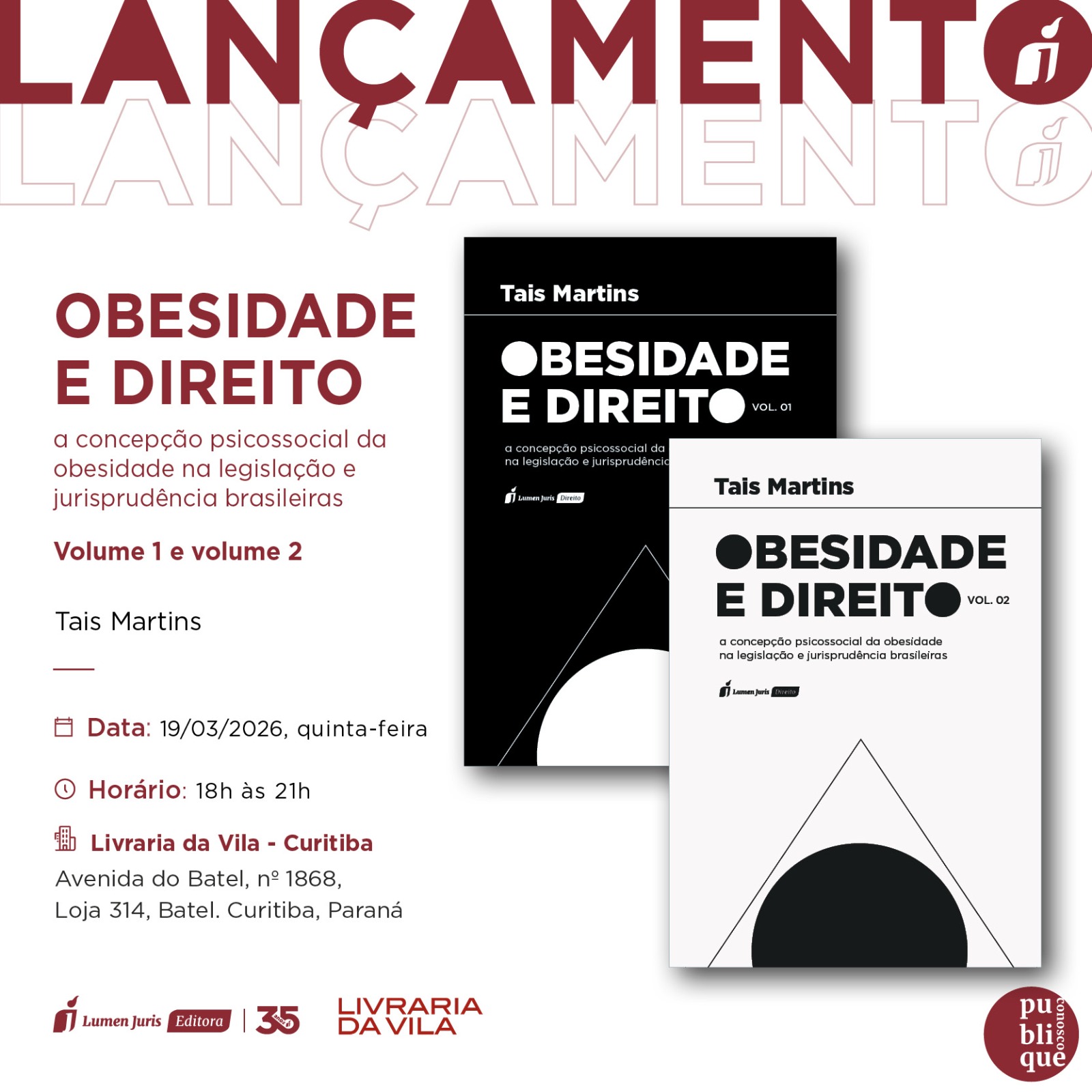 Lançamento do Novo Livro de Tais Martins